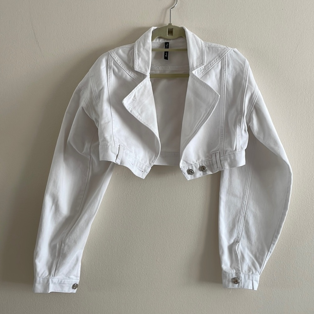 ASOS Cropped White Denim Jacket